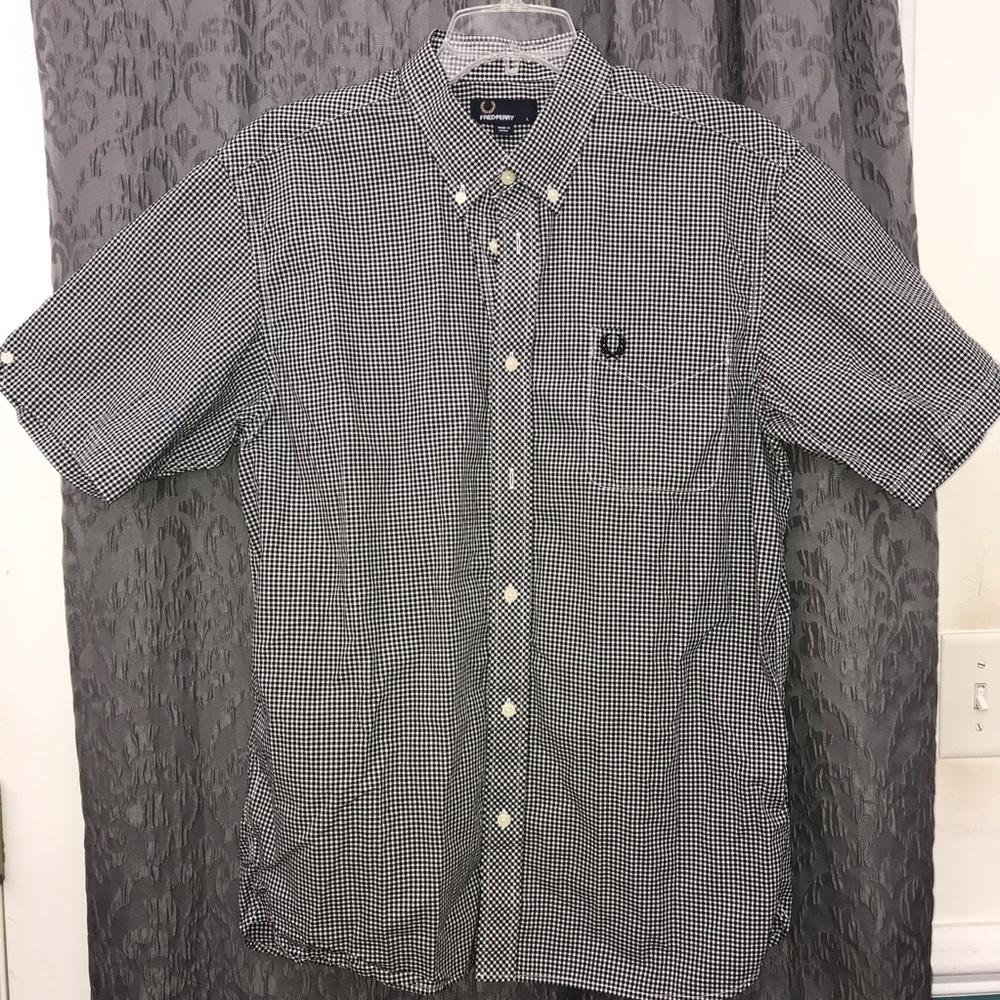 FRED PERRY Embroidered Logo Gingham Shirt NWOT